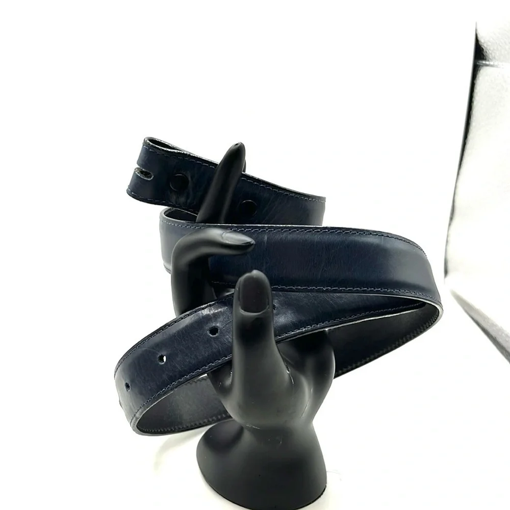 Vintage Kleinberg Sherrill Blue Leather Belt size M Luxury Brand